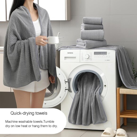 18-Piece Grey Towel Set - Includes Bath Towels, Hand Towels & Washcloths - Picture 3 of 9